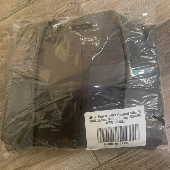 NWT JF J. FERRAR ULTRA COMFORT SLIM FIT SUIT JACKET MEDIUM GRAY 58 BGRG - Picture 2 of 4